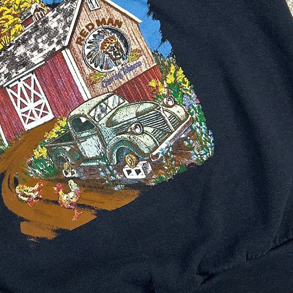 Vintage Red Man Chewing Tobacco Sweatshirt Size Large Made In‎ USA Black (593) - Picture 6 of 7